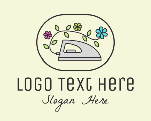 Cleaner - Flower Vine Flat Iron logo design