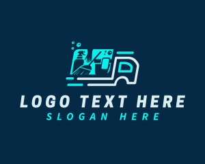 Broom - Disinfectant Cleaning Truck logo design