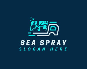 Disinfectant Cleaning Truck logo design