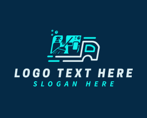 Disinfectant - Disinfectant Cleaning Truck logo design