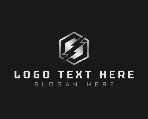 Power Plant - Hexagon Lightning Thunderbolt logo design