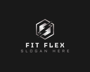 Fitness - Hexagon Lightning Thunderbolt logo design