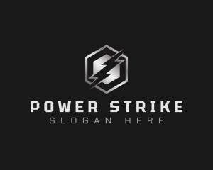 Hexagon Lightning Thunderbolt logo design