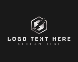 Power - Hexagon Lightning Thunderbolt logo design