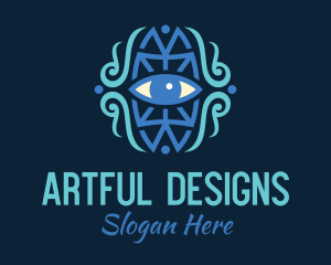 Blue Ethnic Eye logo design