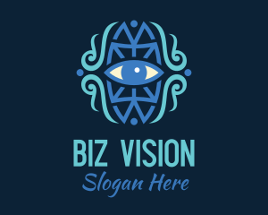 Blue Ethnic Eye logo design