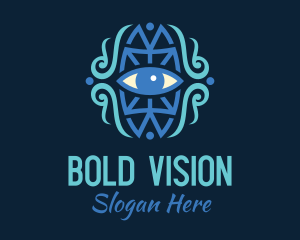 Blue Ethnic Eye logo design