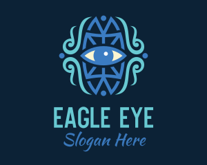 Blue Ethnic Eye logo design