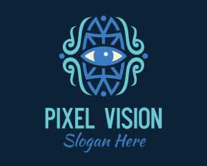 Blue Ethnic Eye logo design