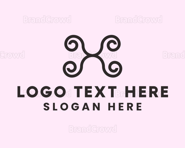 Decorative Curly Letter X Logo