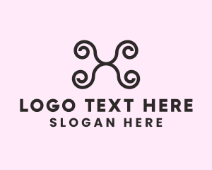 Black And Pink - Decorative Curly Letter X logo design