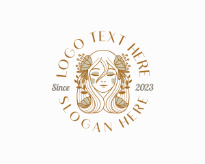 Vegan - Floral Woman Portrait logo design