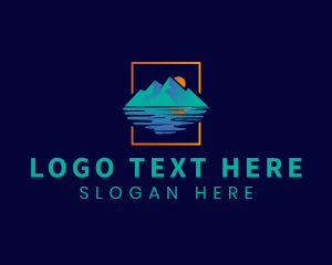 Explore - Sun Mountain Lake logo design