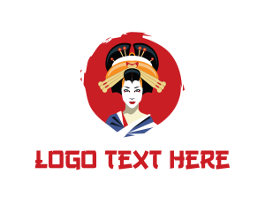 Red Sushi - Japanese Geisha Beauty logo design