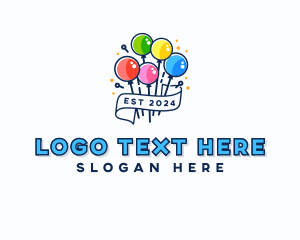 Birthday Hat - Birthday Balloon Party logo design