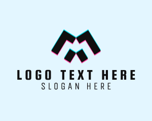 Digital Tech Glitch Letter M Logo
