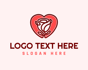 Valentines - Love Rose Flower logo design