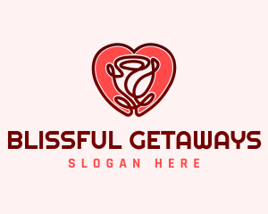 Honeymoon - Love Rose Flower logo design