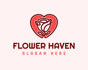 Love Rose Flower logo design