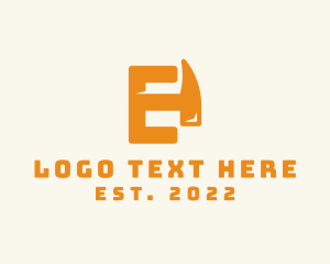 Orange - Hammer Letter E logo design