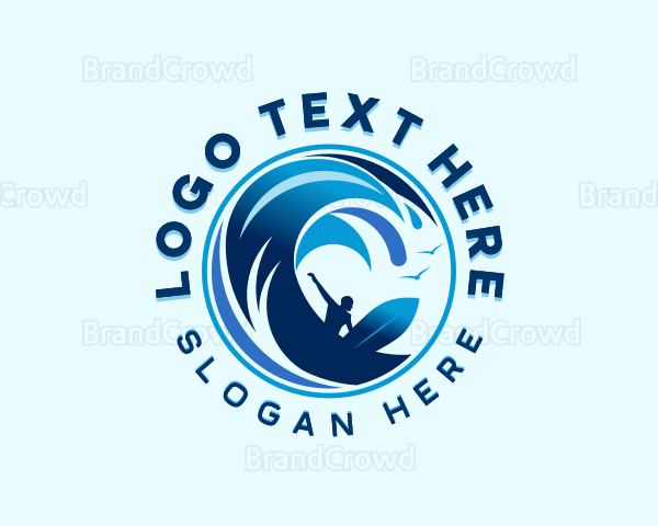 Surfing Ocean Waves Logo