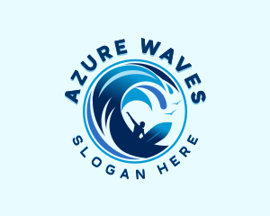 Surfing Ocean Waves logo design