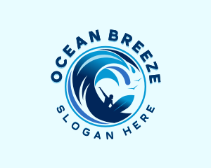 Surfing Ocean Waves logo design