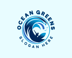 Surfing Ocean Waves logo design