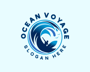 Surfing Ocean Waves logo design