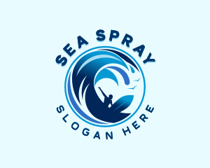 Surfing Ocean Waves logo design