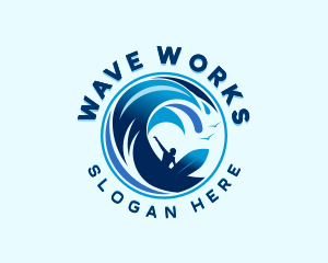 Surfing Ocean Waves logo design