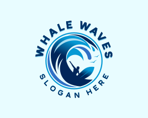 Surfing Ocean Waves logo design