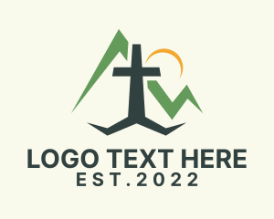 Church - Mountain Church Cross logo design