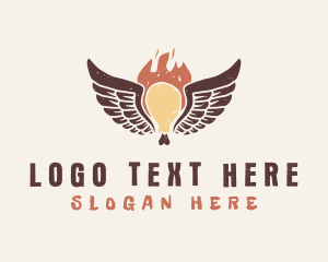 Flaming - Hot Chicken Wings BBQ logo design