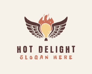 Hot Chicken Wings BBQ logo design