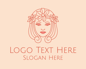 Outline - Flower Crown Woman logo design