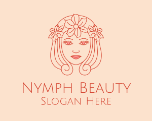 Nymph - Flower Crown Woman logo design