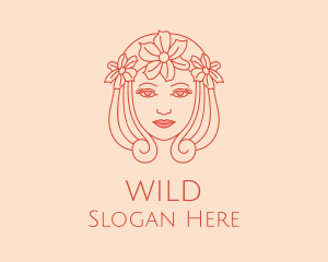 Makeup - Flower Crown Woman logo design