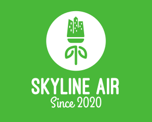 Green Flower Skyline  logo design