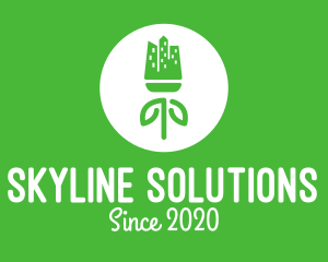 Skyline - Green Flower Skyline logo design