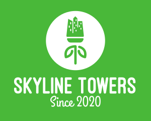 Green Flower Skyline  logo design