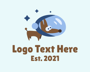 Brown Puppy - Cute Dog Astronaut logo design