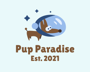 Cute Dog Astronaut  logo design