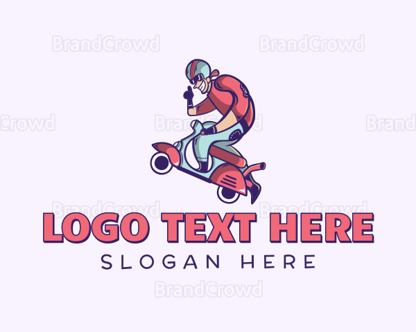 Moped Scooter Guy Logo