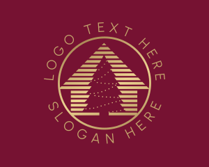 Gold Christmas Tree House Logo