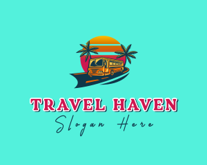 Tourist - Tropical Bus Tour logo design