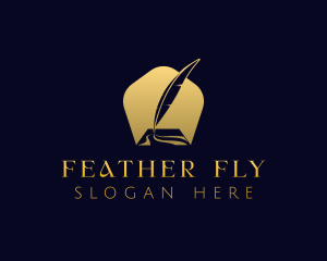 Premium Feather Quill logo design