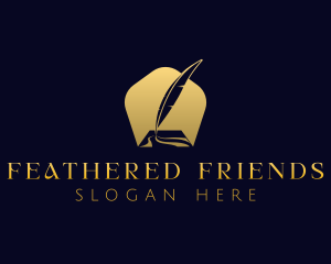 Premium Feather Quill logo design