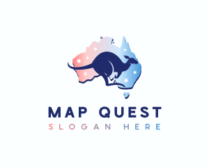 Kangaroo Australia Map logo design