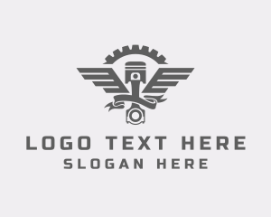 Cogwheel - Mechanic Piston Wings logo design